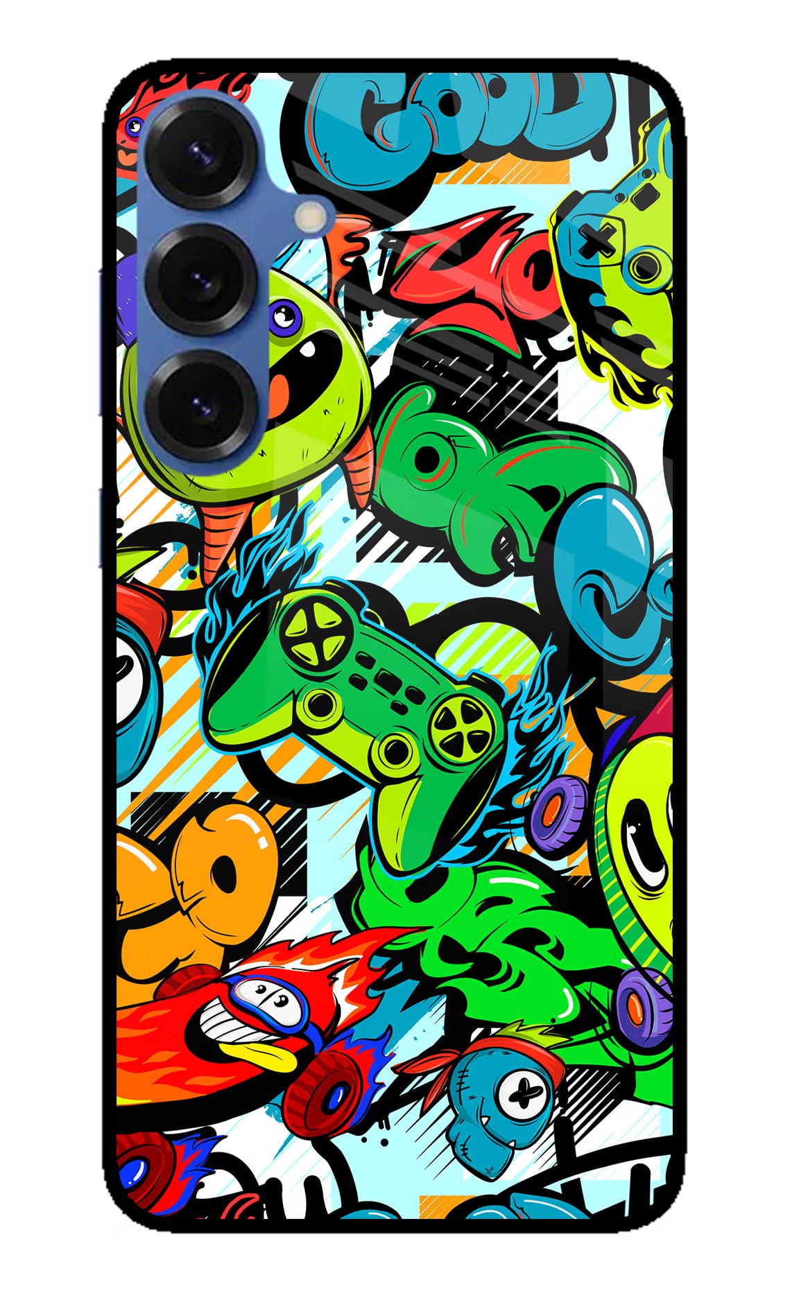 Game Doodle Samsung S25 Glass Case Back Cover by Casekaro