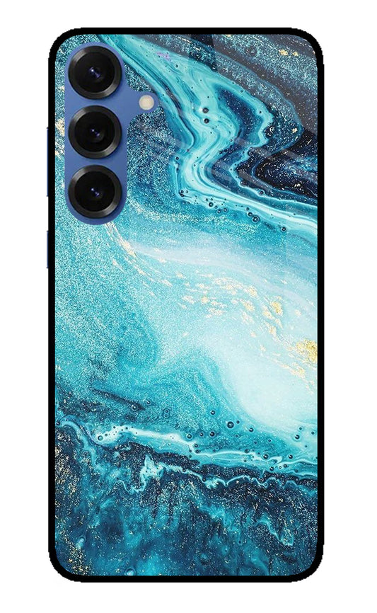 Blue Glitter Marble Samsung S25 Glass Case
