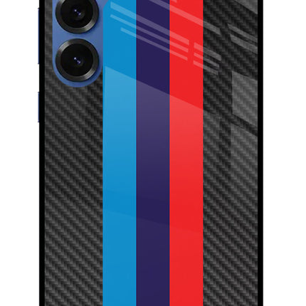 BMW Stripes Pattern Samsung S25 Glass Case Back Cover by Casekaro
