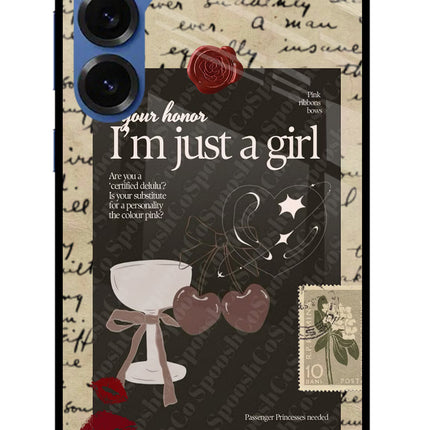 I am just a girl Samsung S25 Glass Case Back Cover by Casekaro
