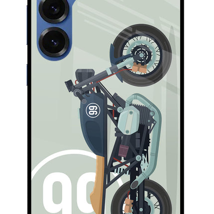 Classic Cafe Racer 99 Samsung S25 Glass Case Back Cover by Casekaro