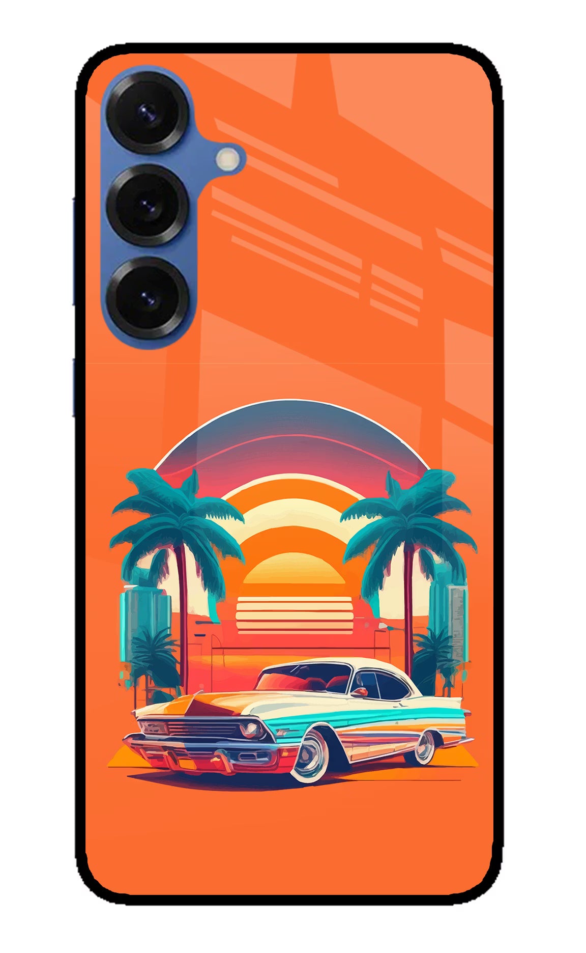 Palm Drive 80s Samsung S25 Glass Case Back Cover by Casekaro