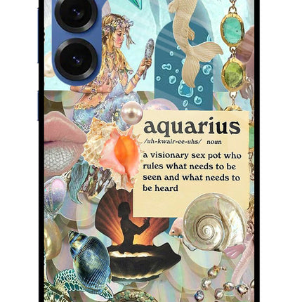 Aquarius Zodiac Samsung S25 Glass Case Back Cover by Casekaro