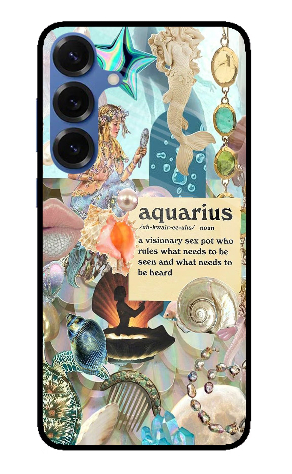 Aquarius Zodiac Samsung S25 Glass Case Back Cover by Casekaro