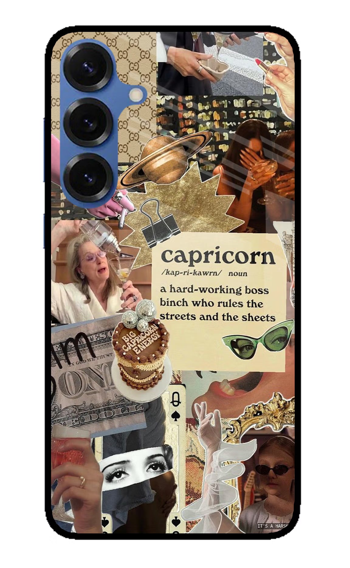 Capricorn Zodiac Samsung S25 Glass Case Back Cover by Casekaro