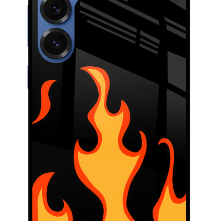 Fired Up – Black Samsung S25 Glass Case Back Cover by Casekaro