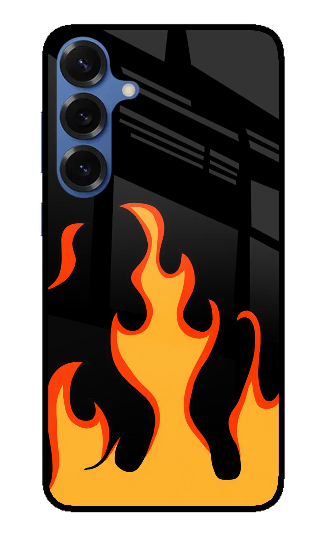 Fired Up – Black Samsung S25 Glass Case Back Cover by Casekaro