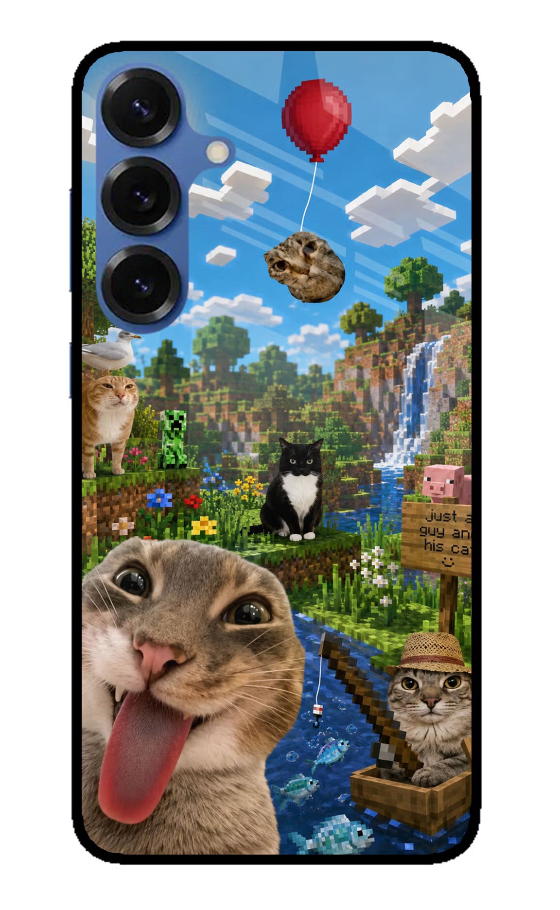 Minecraft Cat Chaos Samsung S25 Glass Case