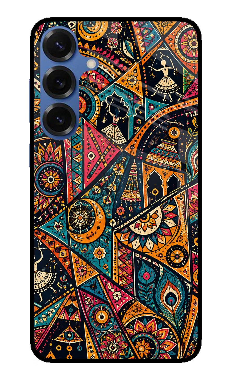 Folk Print Samsung S25 Back Cover, Glass case