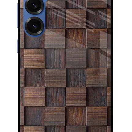 Wooden Cube Design Samsung S25 Plus Glass Case