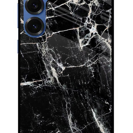 Black Marble Texture Samsung S25 Plus Glass Case