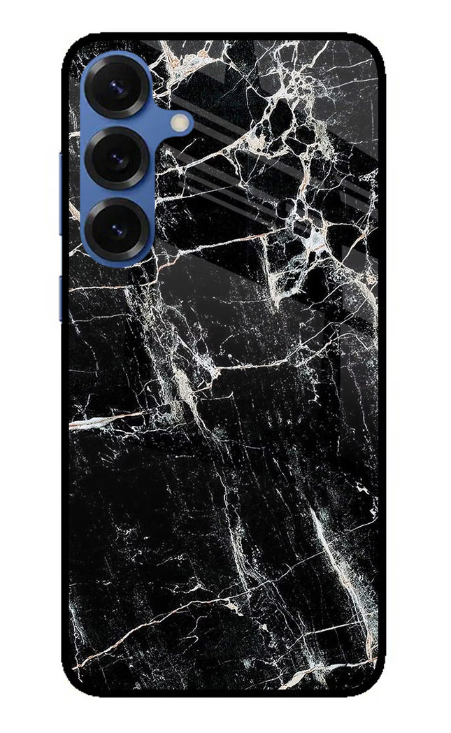Black Marble Texture Samsung S25 Plus Glass Case