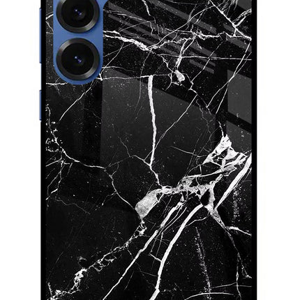 Black Marble Pattern Samsung S25 Plus Glass Case