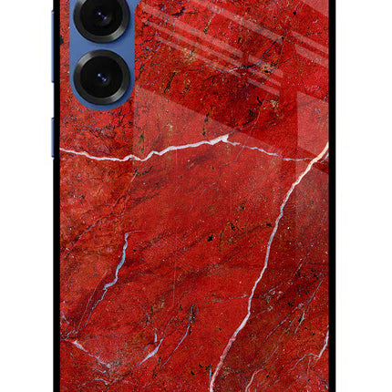 Red Marble Design Samsung S25 Plus Glass Case