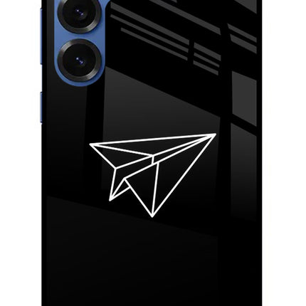 Paper Plane White Samsung S25 Plus Glass Case Back Cover by Casekaro