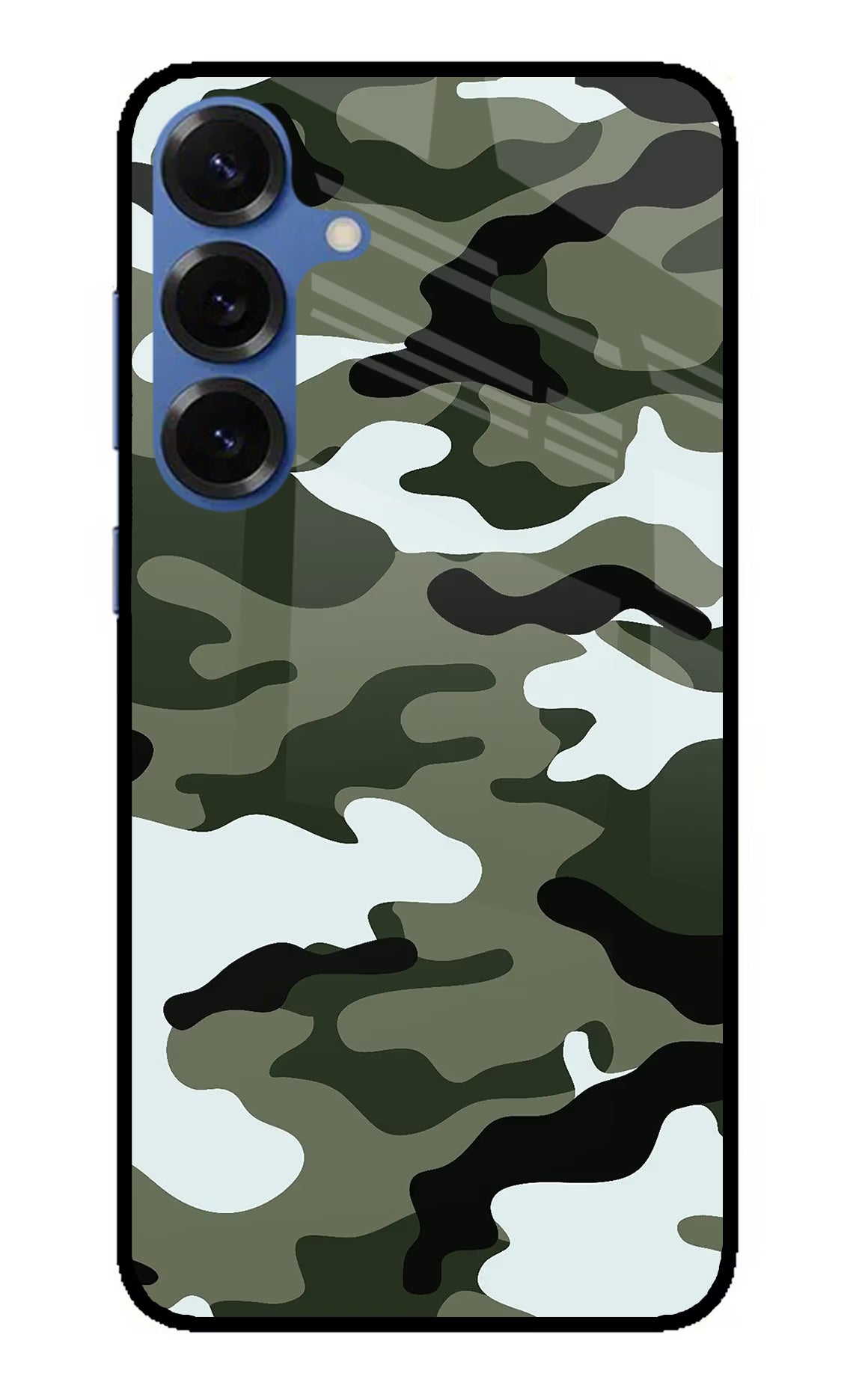 Camouflage Samsung S25 Plus Glass Case Back Cover by Casekaro