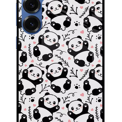Cute Panda Samsung S25 Plus Glass Case Back Cover by Casekaro