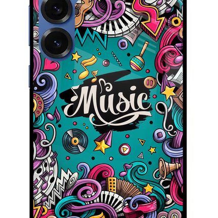 Music Graffiti Samsung S25 Plus Glass Case Back Cover by Casekaro