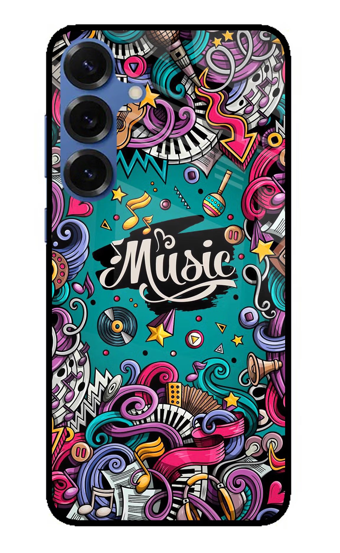 Music Graffiti Samsung S25 Plus Glass Case Back Cover by Casekaro