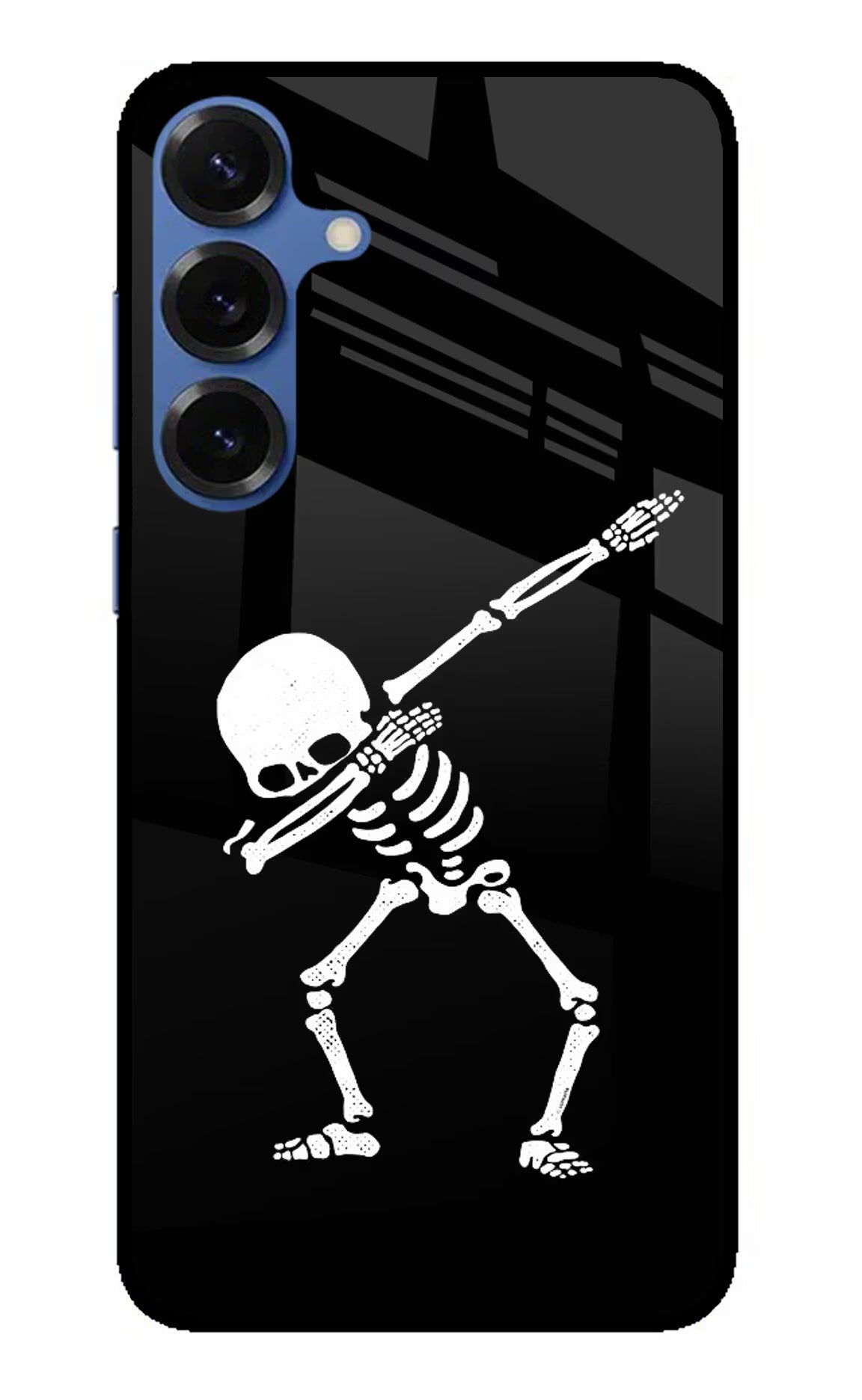 Dabbing Skeleton Art Samsung S25 Plus Glass Case Back Cover by Casekaro