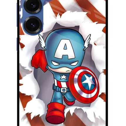 Captain America Samsung S25 Plus Glass Case Back Cover by Casekaro