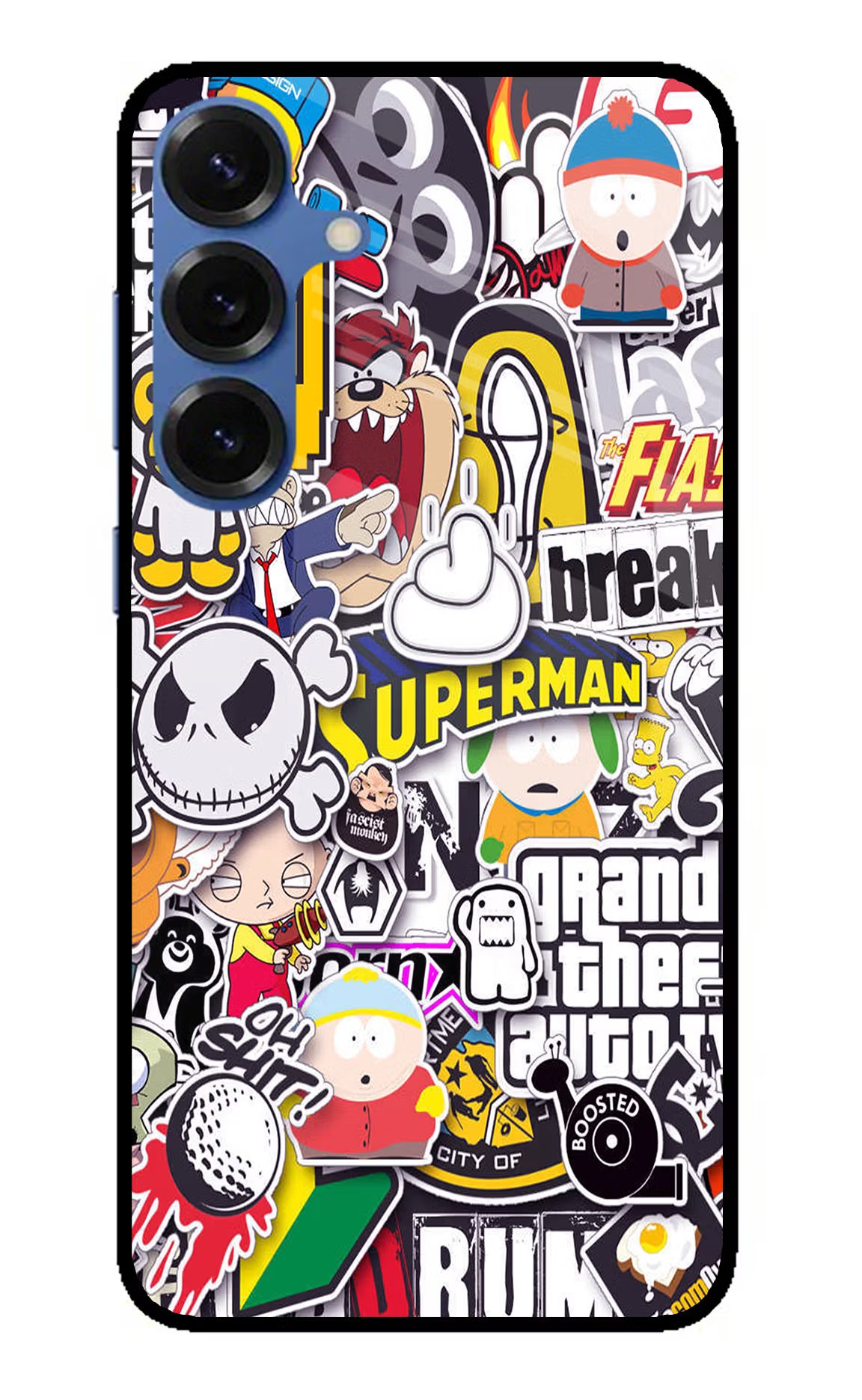 Sticker Bomb Samsung S25 Plus Glass Case Back Cover by Casekaro