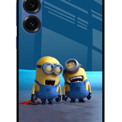 Minion Laughing Samsung S25 Plus Glass Case Back Cover by Casekaro