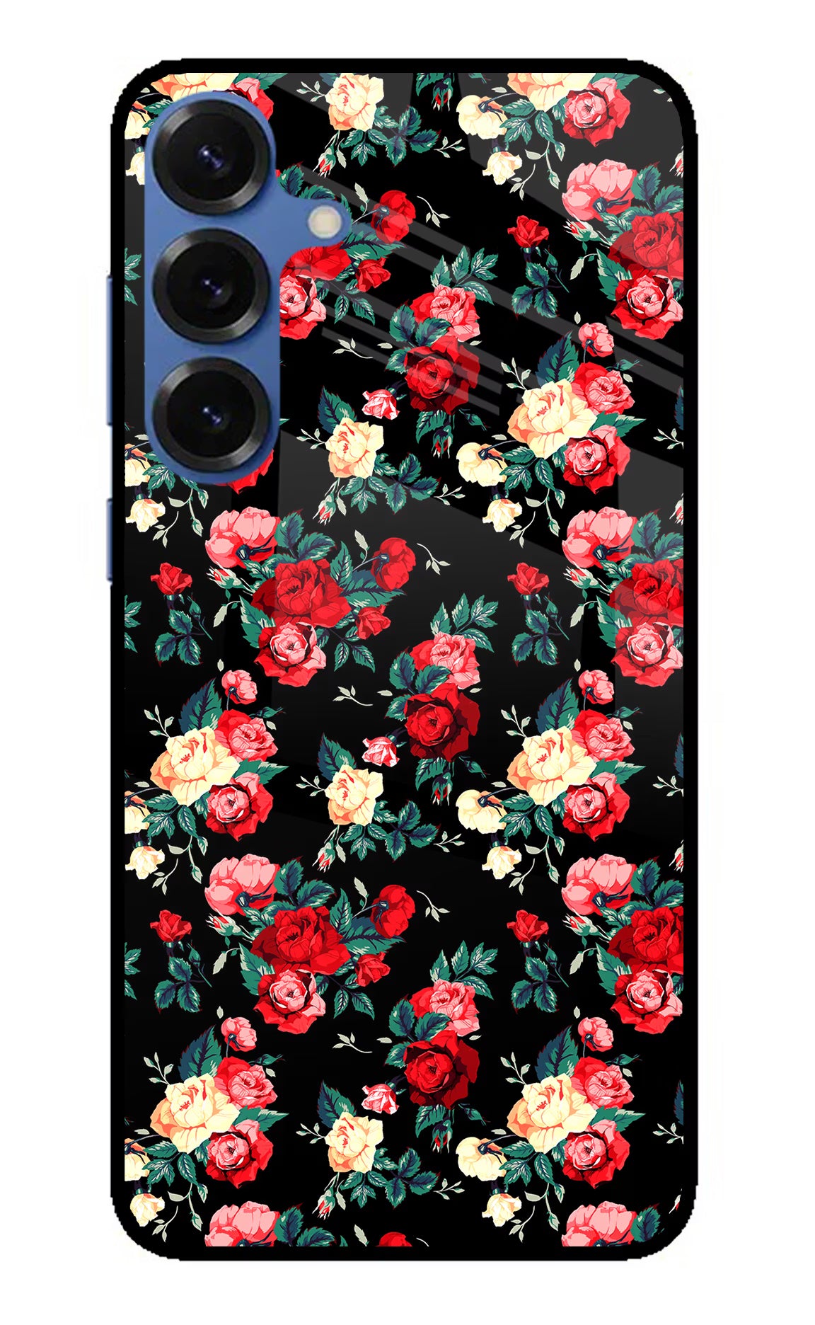 Rose Pattern Samsung S25 Plus Glass Case Back Cover by Casekaro