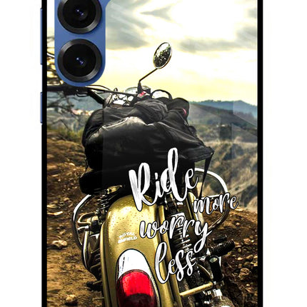 Ride More Worry Less Samsung S25 Plus Glass Case Back Cover by Casekaro