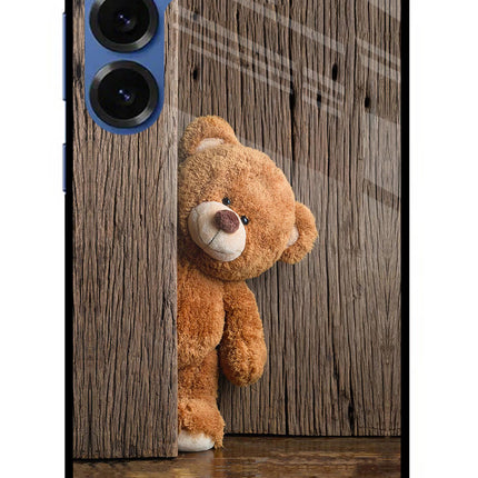 Teddy Wooden Samsung S25 Plus Glass Case Back Cover by Casekaro