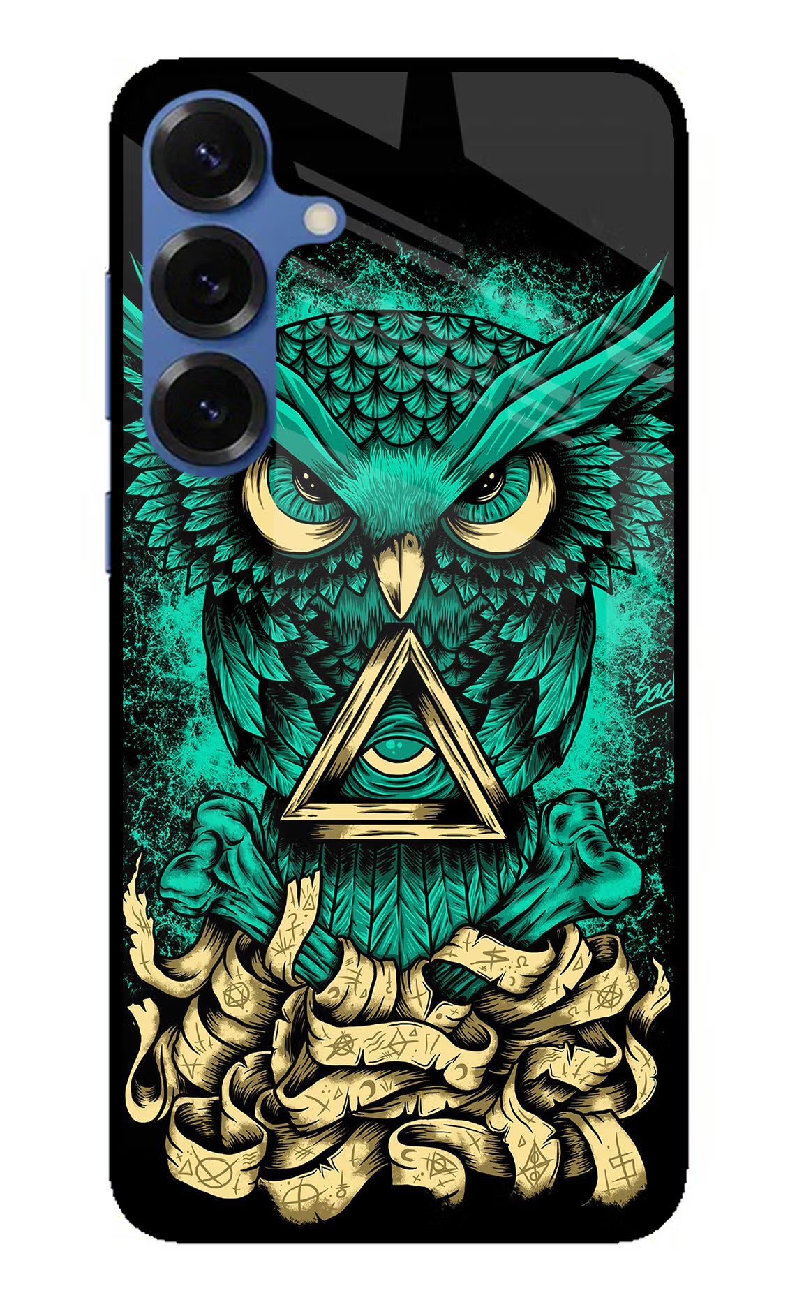 Green Owl Samsung S25 Plus Glass Case Back Cover by Casekaro