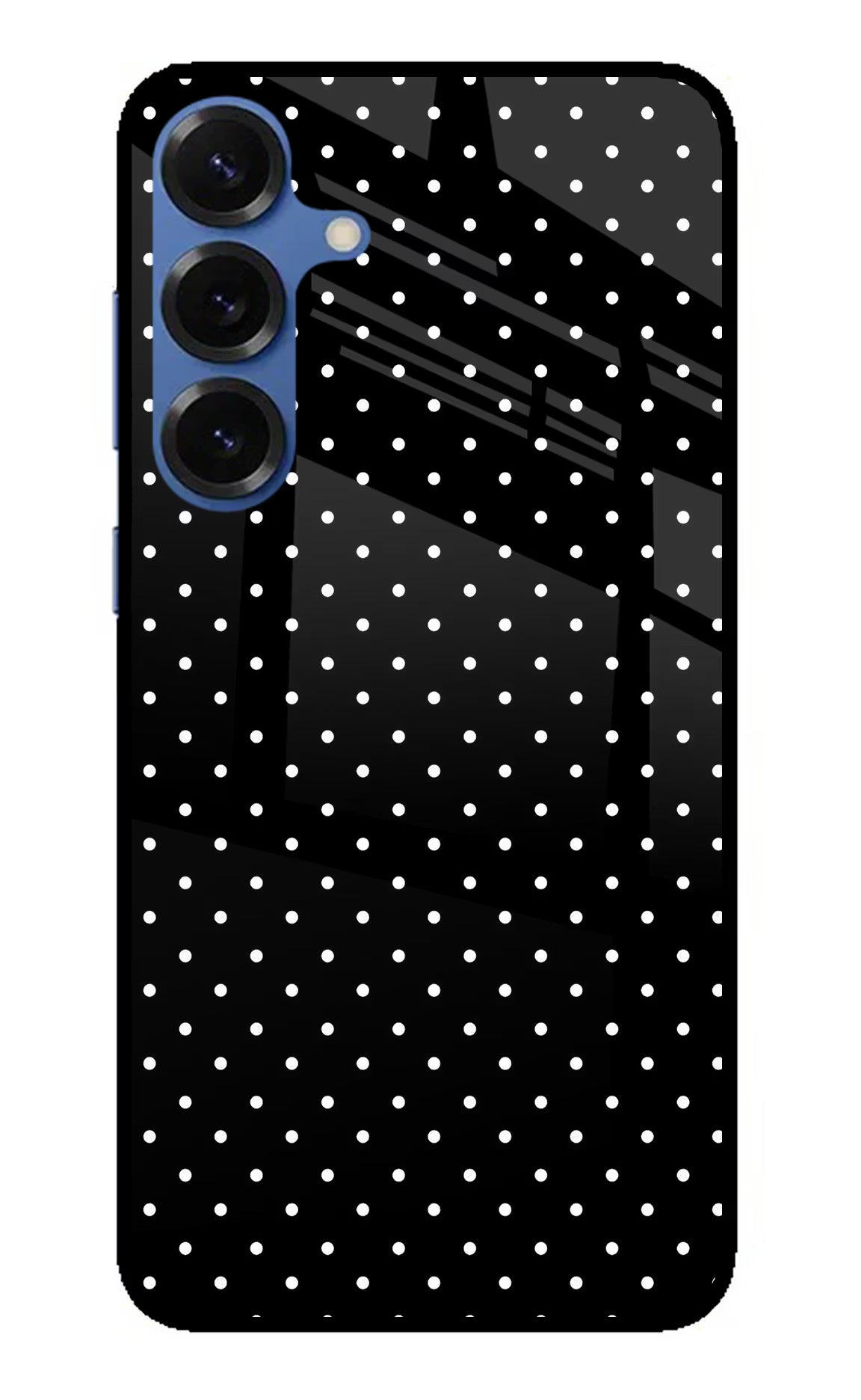White Dots Samsung S25 Plus Glass Case Back Cover by Casekaro