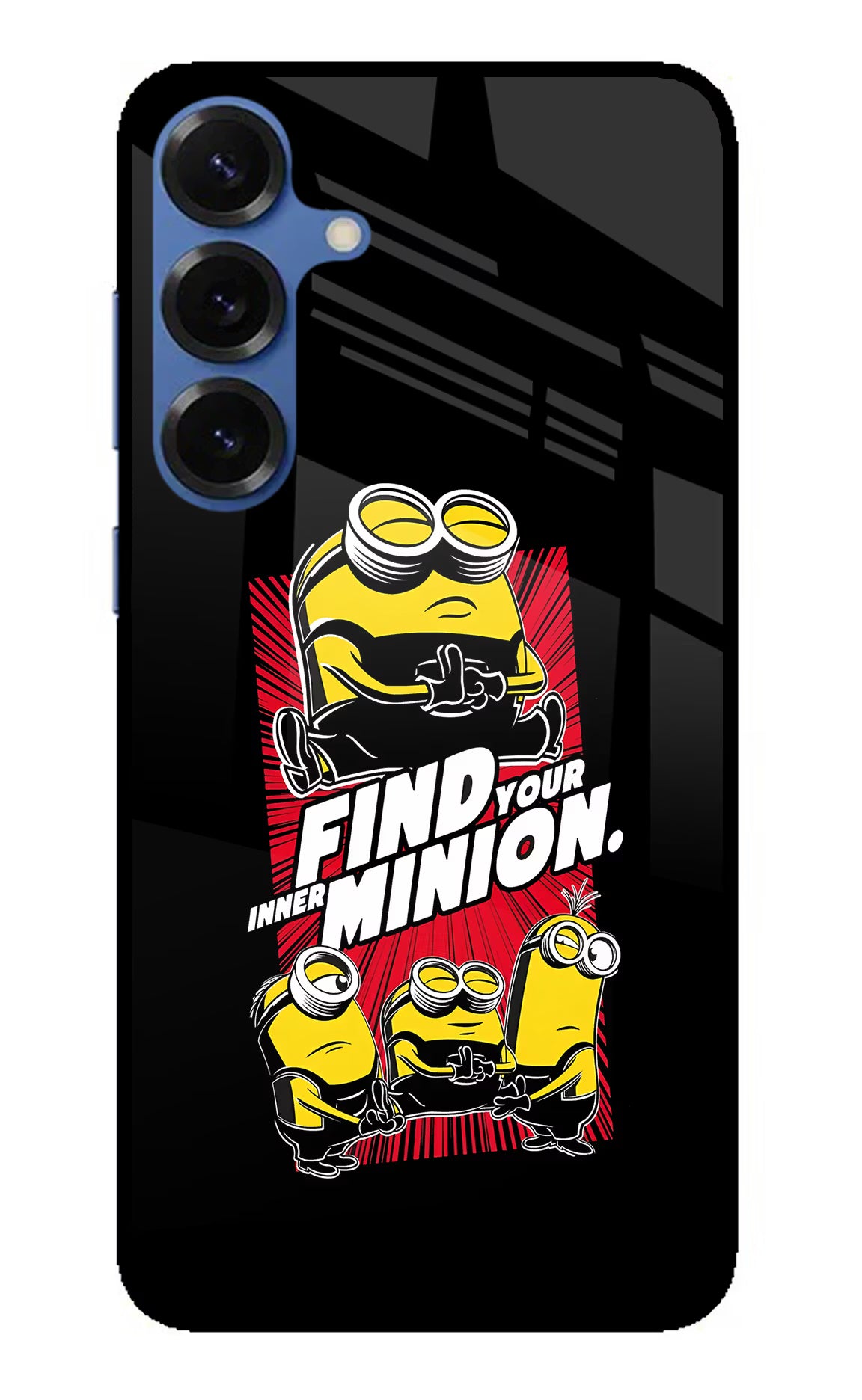 Find your inner Minion Samsung S25 Plus Glass Case Back Cover by Casekaro