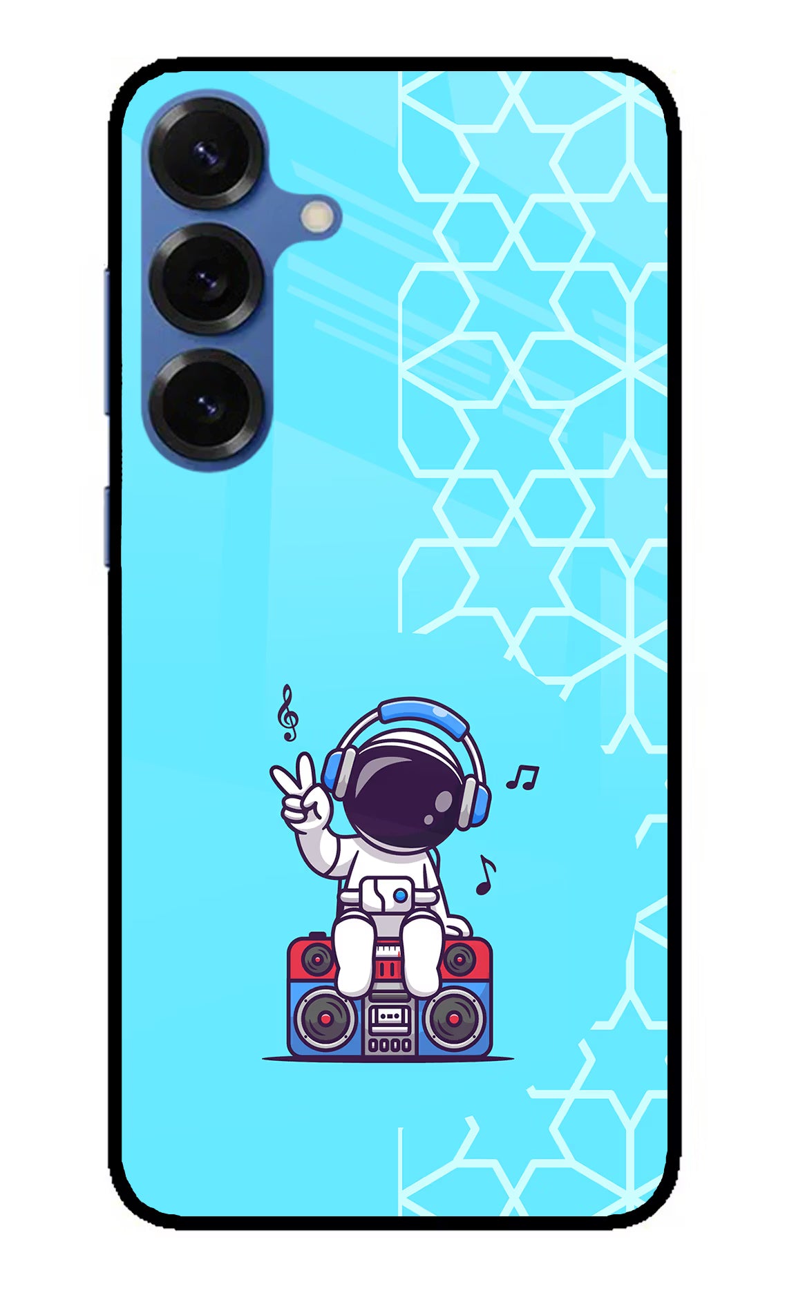 Cute Astronaut Chilling Samsung S25 Plus Glass Case Back Cover by Casekaro