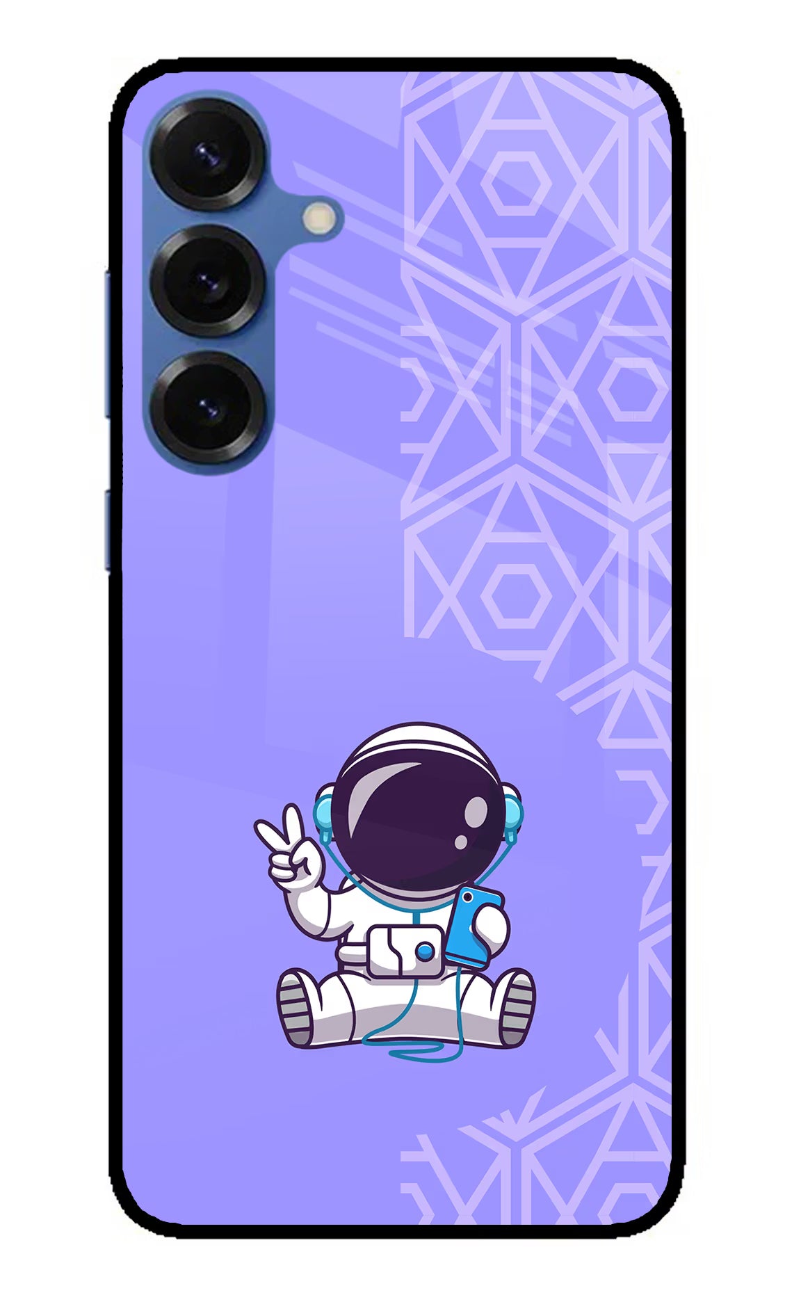 Cute Astronaut Chilling Samsung S25 Plus Glass Case Back Cover by Casekaro