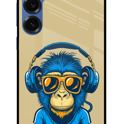 Monkey Headphone Samsung S25 Plus Glass Case Back Cover by Casekaro