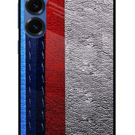 BMW Stripes Samsung S25 Plus Glass Case Back Cover by Casekaro