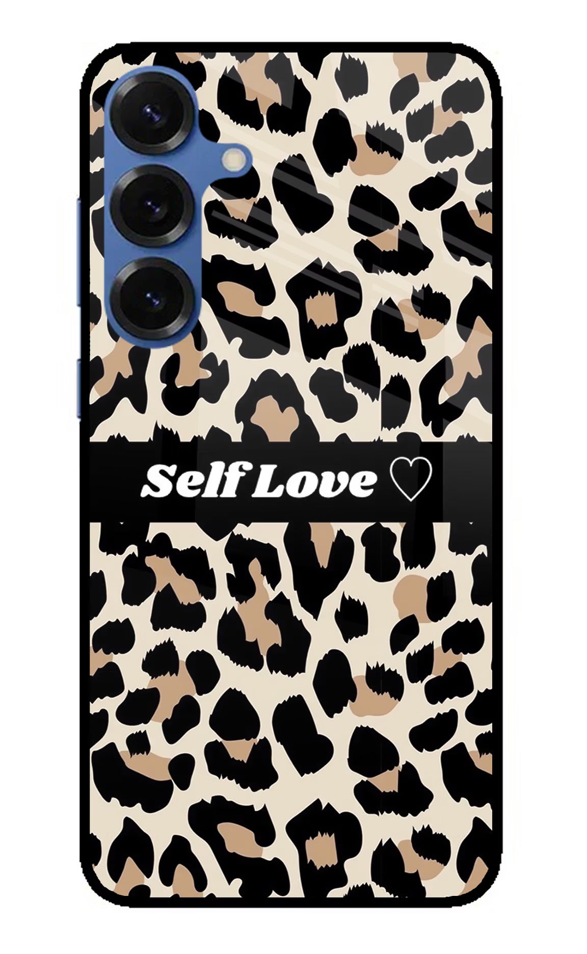 Leopard Print Self Love Samsung S25 Plus Glass Case Back Cover by Casekaro