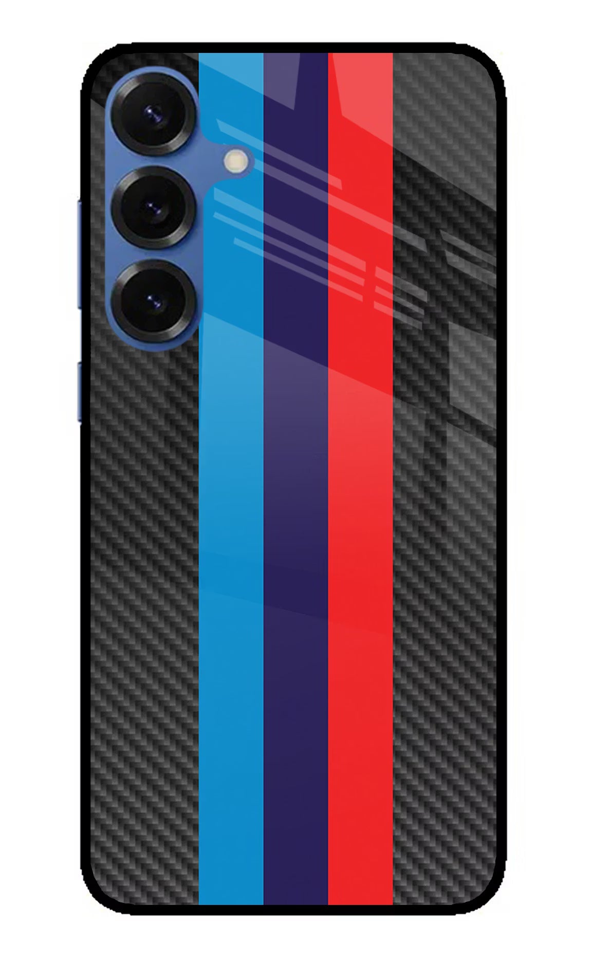 BMW Stripes Pattern Samsung S25 Plus Glass Case Back Cover by Casekaro