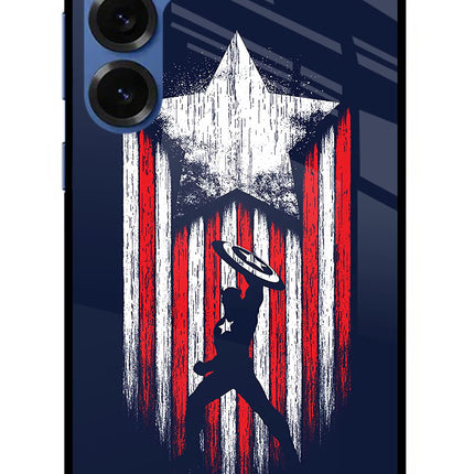 Captain America Marvel Art Samsung S25 Plus Glass Case Back Cover by Casekaro