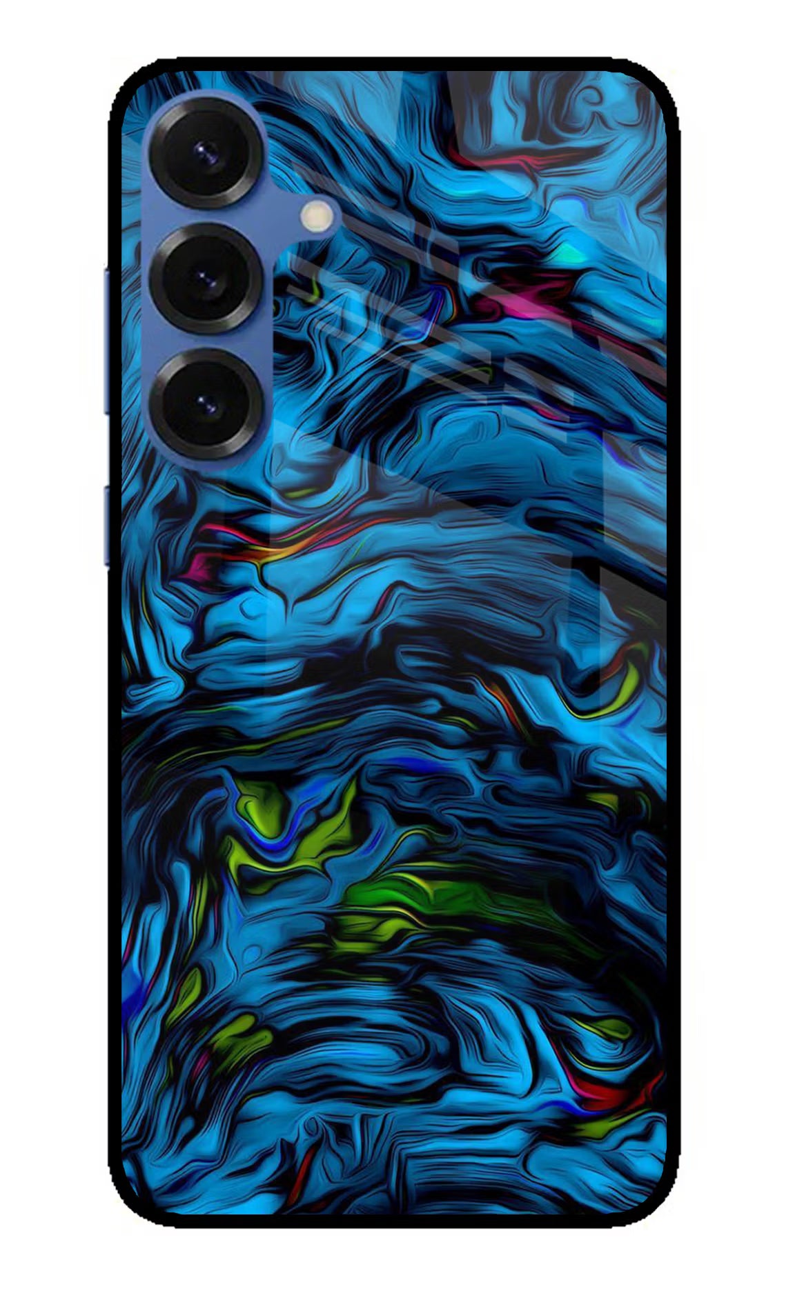 Dark Blue Abstract Samsung S25 Plus Glass Case Back Cover by Casekaro