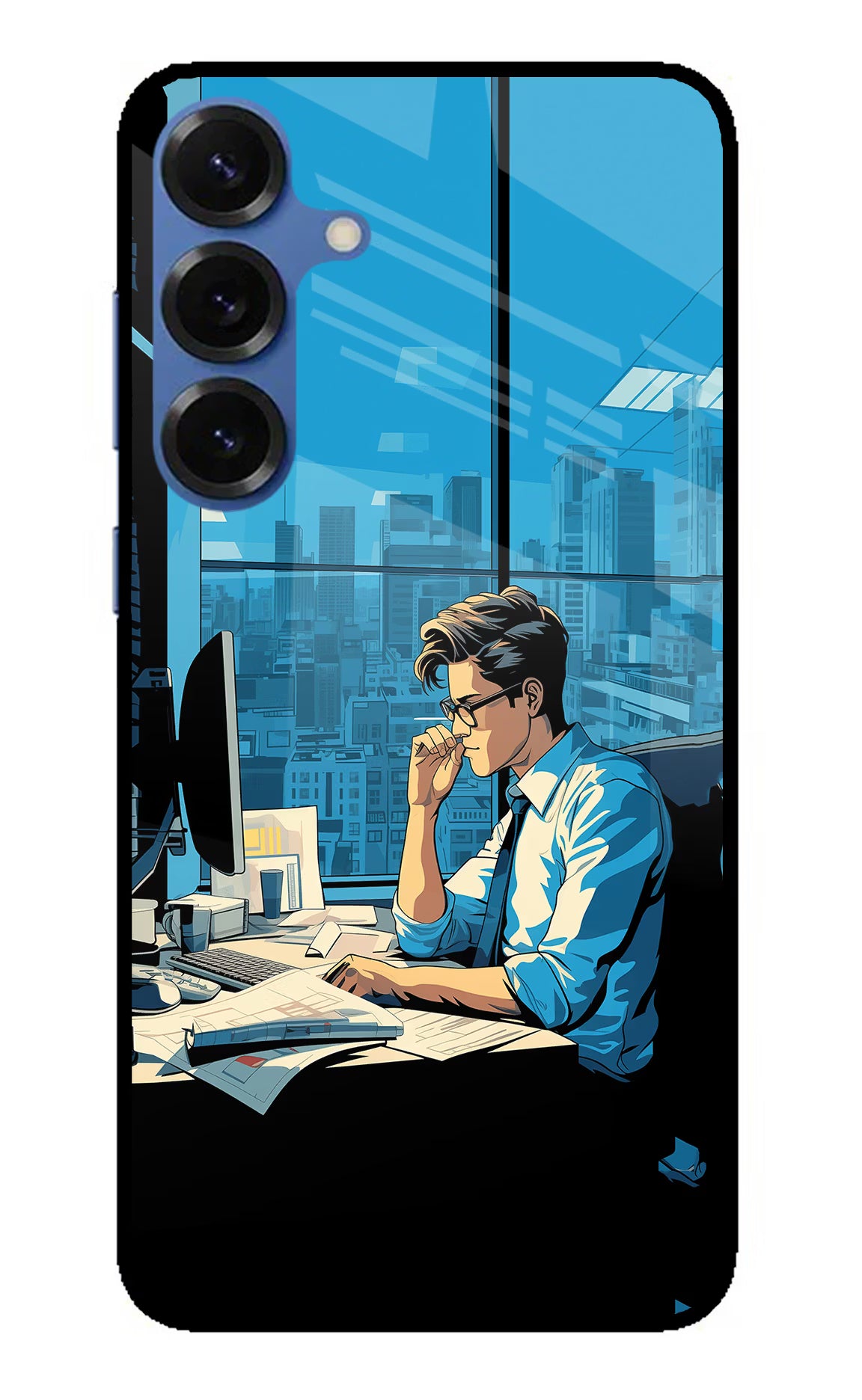Focused Hustler (AI Generated) Samsung S25 Plus Glass Case Back Cover by Casekaro