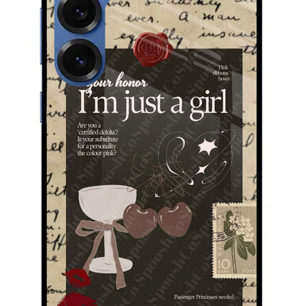 I am just a girl Samsung S25 Plus Glass Case Back Cover by Casekaro