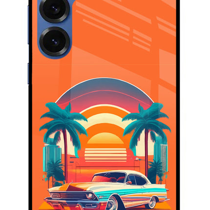 Palm Drive 80s Samsung S25 Plus Glass Case Back Cover by Casekaro