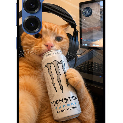 Gamer Cat Energy Samsung S25 Plus Glass Case