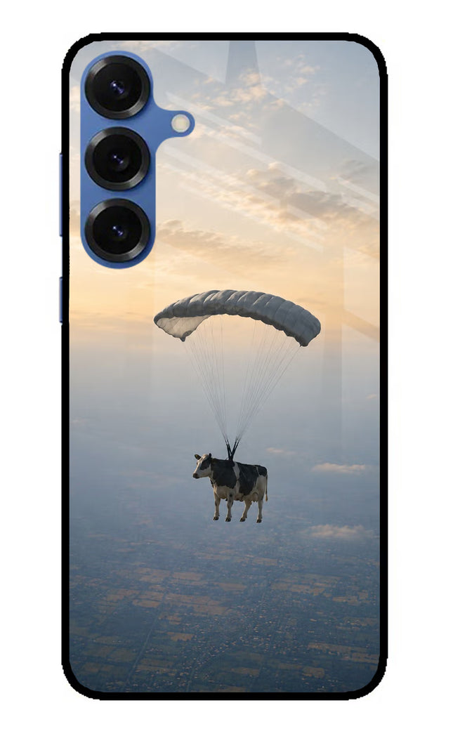 Skydiving Cow Samsung S25 Plus Glass Case