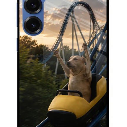 Rollercoaster Dog Samsung S25 Plus Glass Case