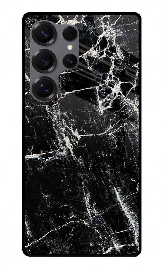 Black Marble Texture Samsung S25 Ultra Glass Case