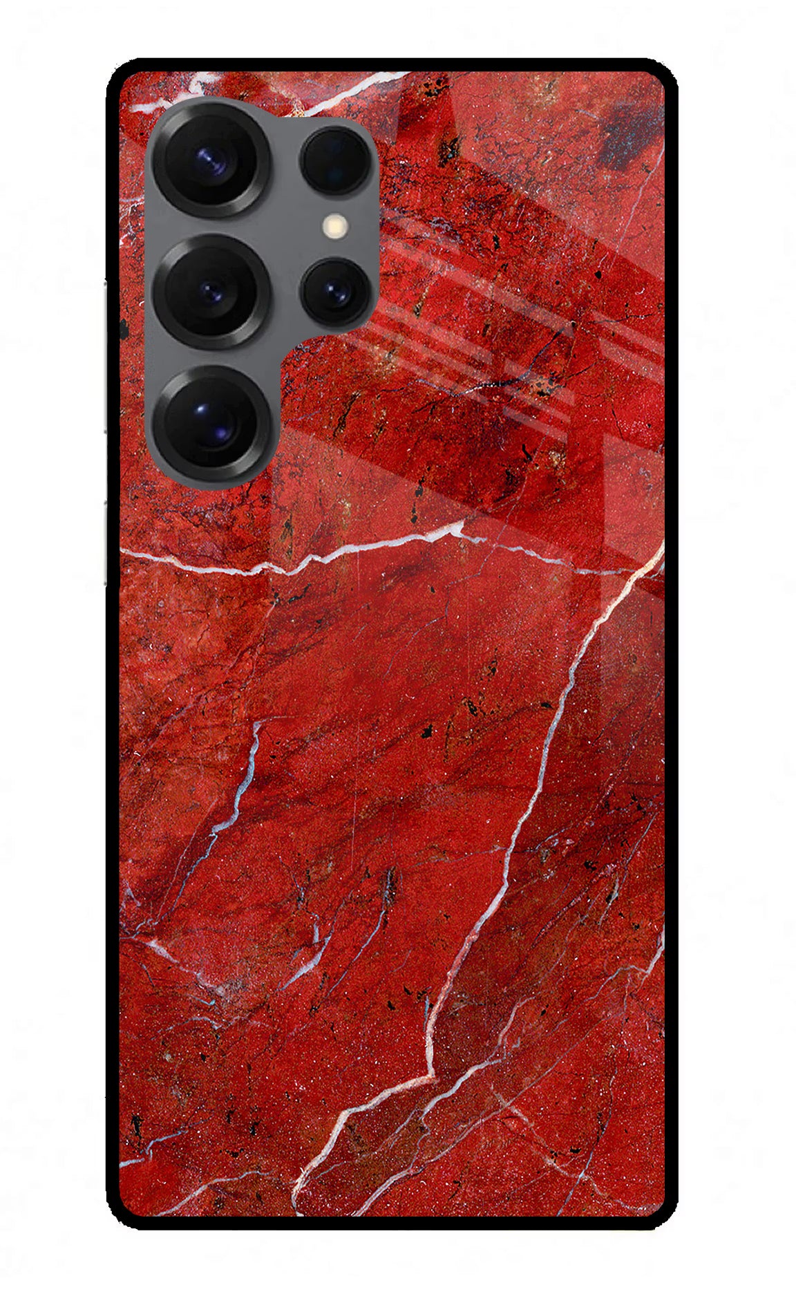 Red Marble Design Samsung S25 Ultra Glass Case Back Cover by Casekaro