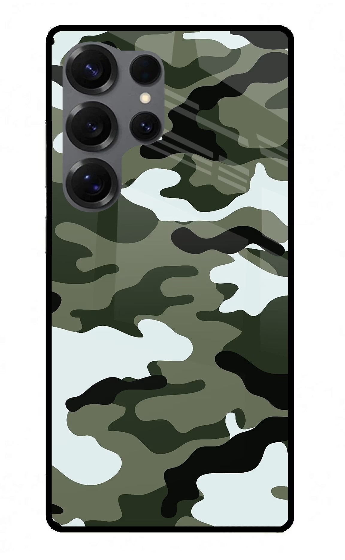 Camouflage Samsung S25 Ultra Glass Case Back Cover by Casekaro